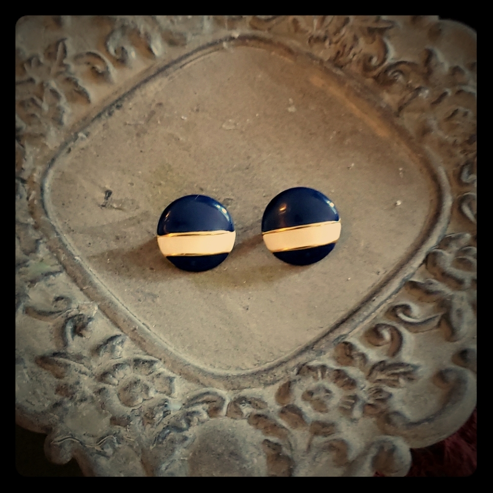 Vintage blue striped earrings